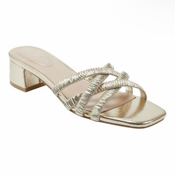 Bandolino Shoes - Metallic Gold Strappy Low Block Heel Sandal
